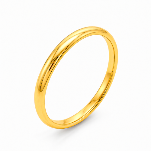alliance demi jonc de 3mm de largeur en or jaune 18 carats sur fond blanc