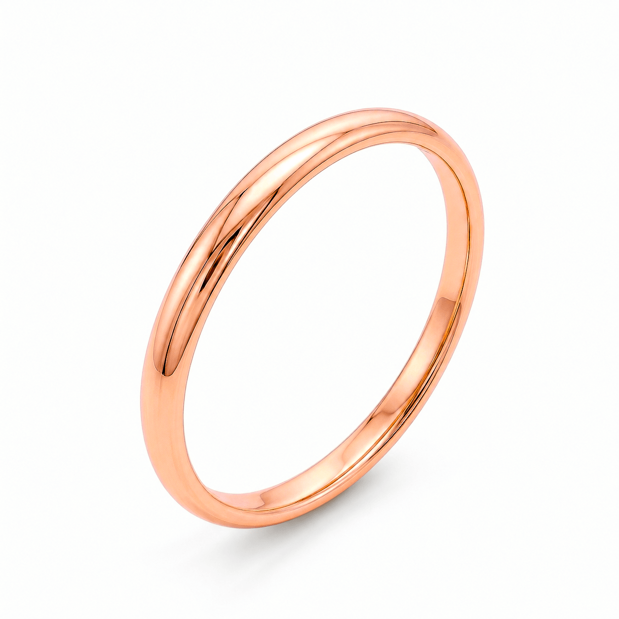 alliance demi jonc de 3mm de largeur en or rose 18 carats sur fond blanc