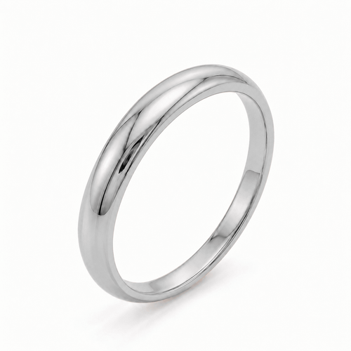 alliance demi jonc de 5mm de largeur en or blanc 18 carats sur fond blanc