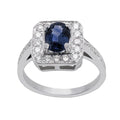 Bague Saphir Ovale Or Blanc 18 Carats & Diamants