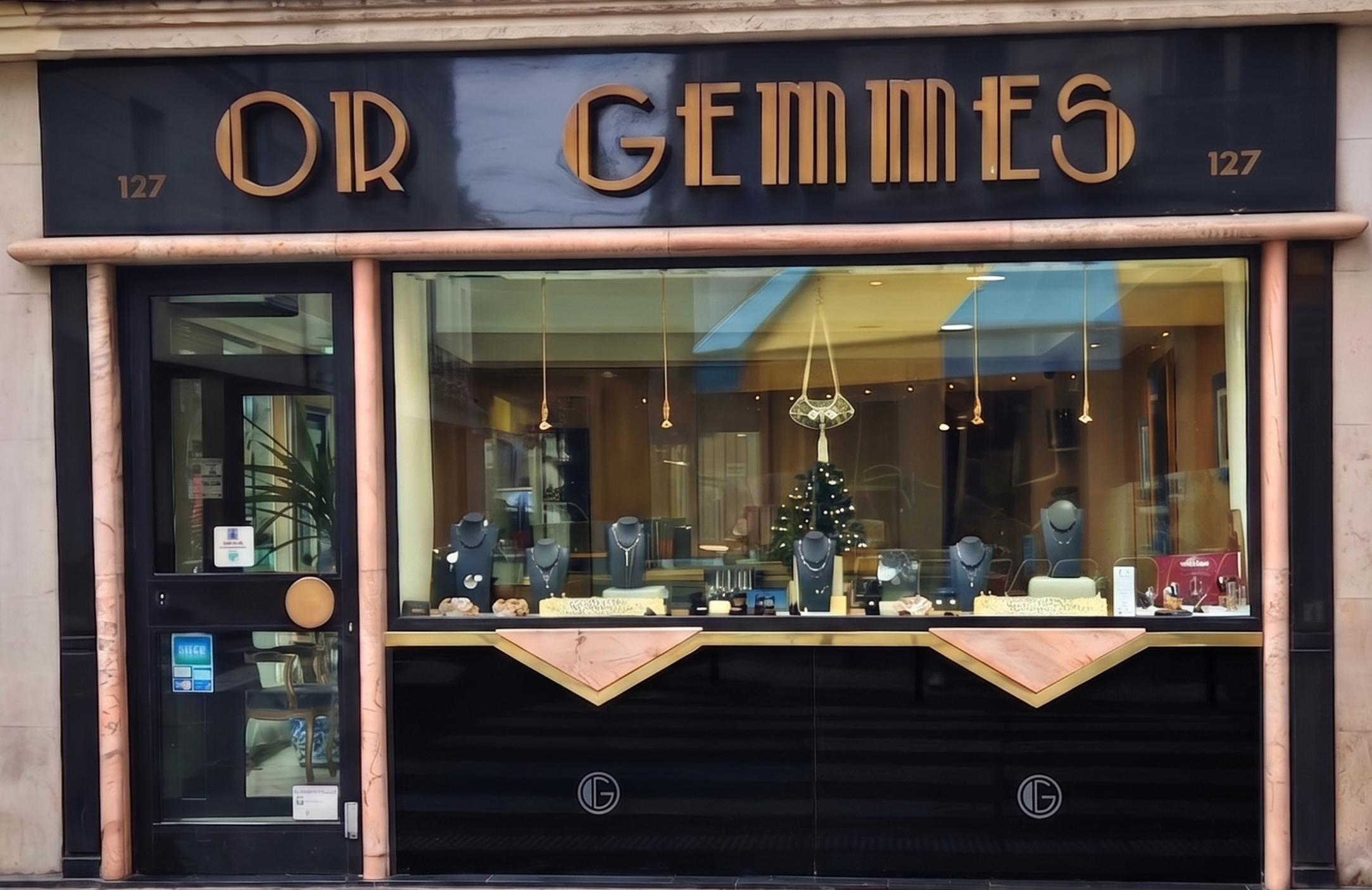 Devanture de la bijouterie Or Gemmes à Paris