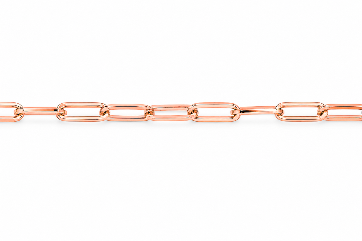 Chaîne longue à maille forçat en or rose 18 carats