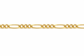 Chaîne en or 18 carats maille cheval alternée 3 intercalaires, vue de près sur fond blanc, bijou de luxe disponible en plusieurs largeurs.