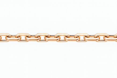 Chaine en or rose 18 carats maille forçat limée sur fond blanc