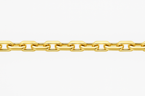 Chaine en or 18 carats maille forçat limée sur fond blanc.