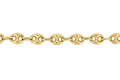 Chaine maille grain de café creuse en or or jaune 18 carats sur un fond blanc