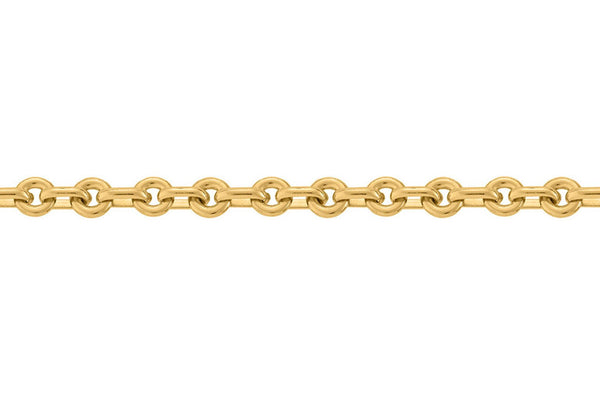 Chaine maille lentille en or jaune 18 carats sur un fond blanc