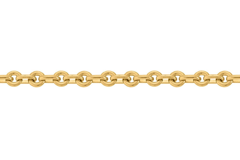 Chaine maille lentille en or jaune 18 carats sur un fond blanc