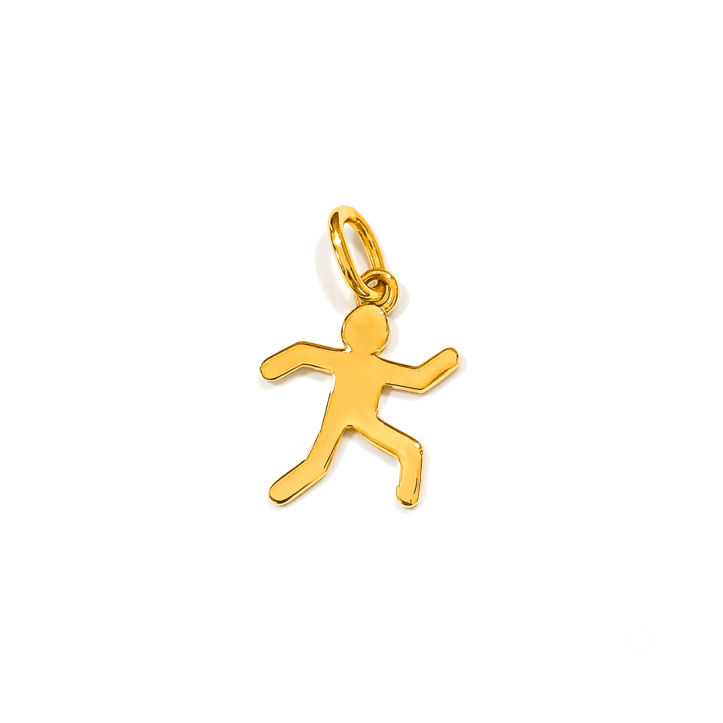 Pendentif athlete en or 18 carats, pictogramme bonhomme qui court