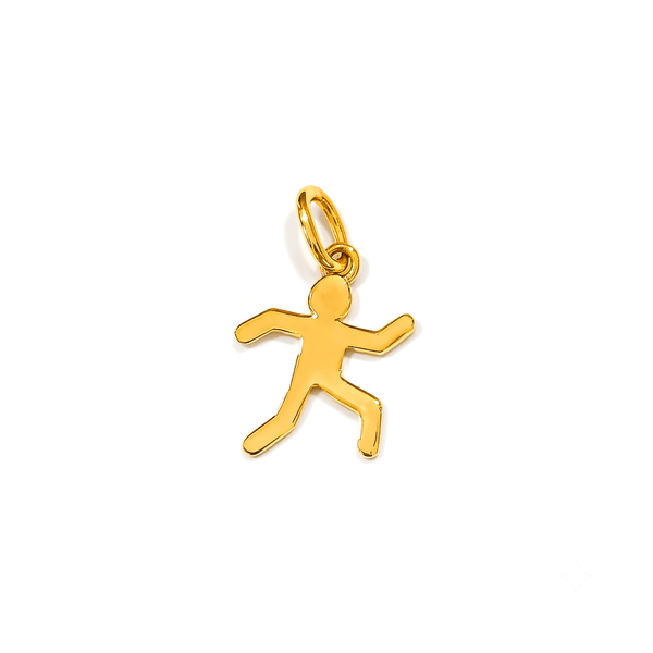 Pendentif athlete en or 18 carats, pictogramme bonhomme qui court