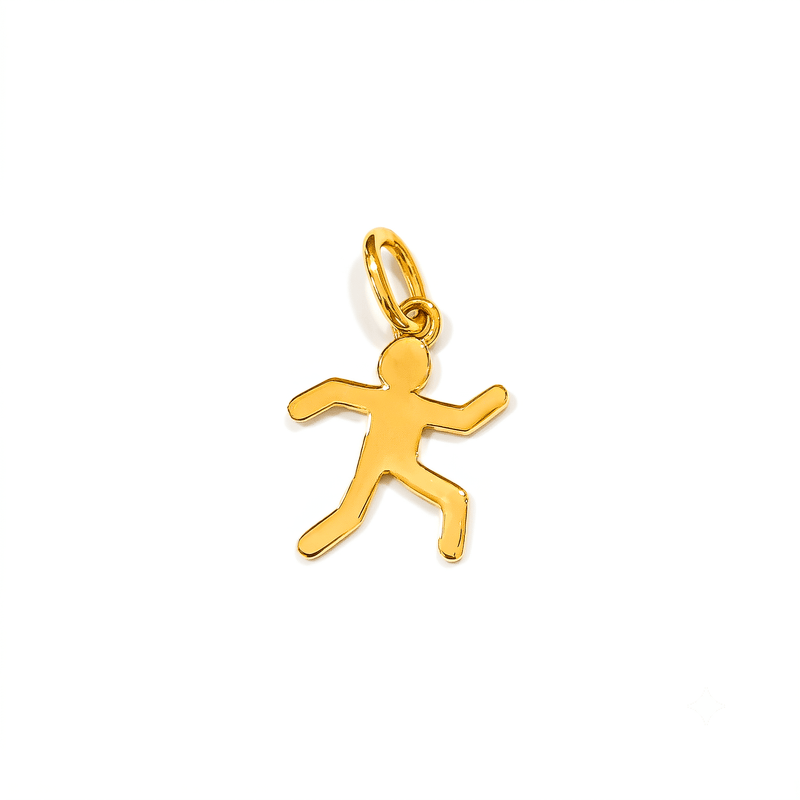 Pendentif athlete en or 18 carats, pictogramme bonhomme qui court