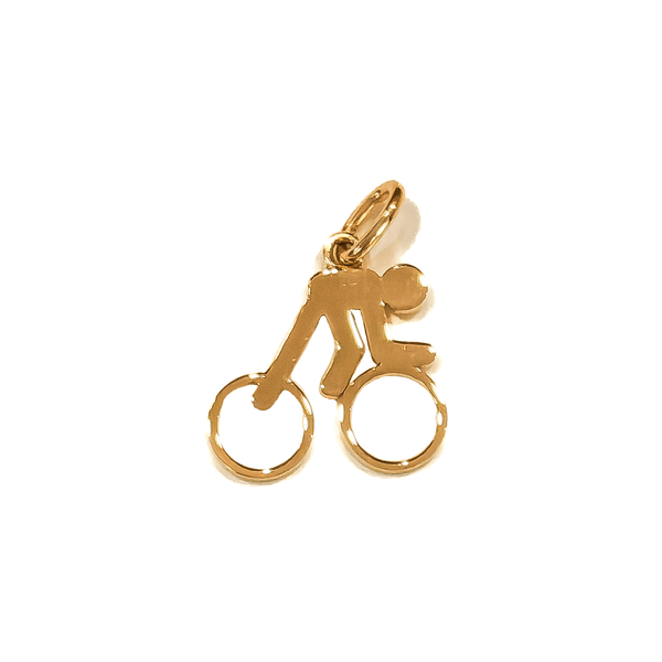 Pendentif Cycliste en or 18 Carats, pictogramme bonhomme bâton sur vélo de cyclisme
