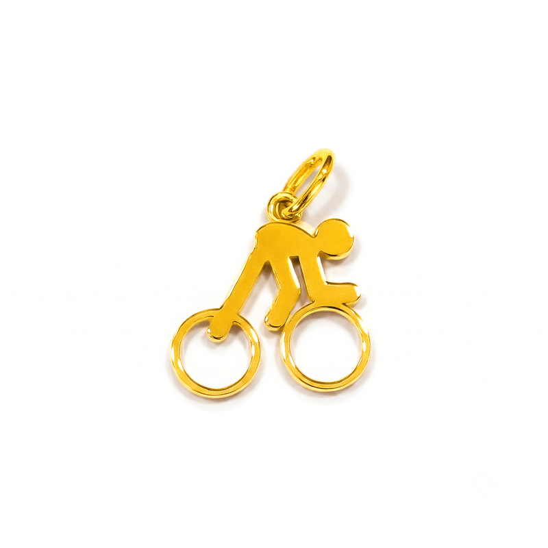 Pendentif Cycliste en or 18 Carats, pictogramme bonhomme bâton sur vélo de cyclisme