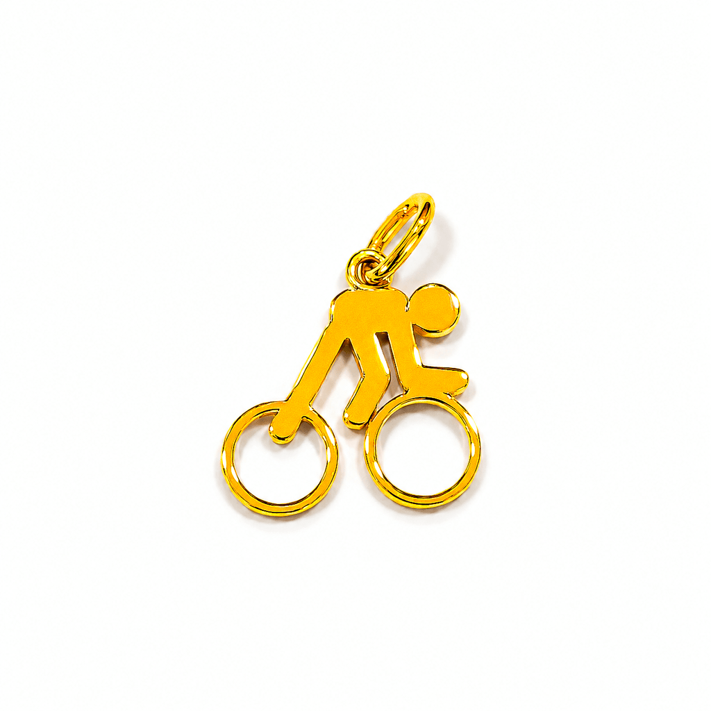 Pendentif Cycliste en or 18 Carats, pictogramme bonhomme bâton sur vélo de cyclisme