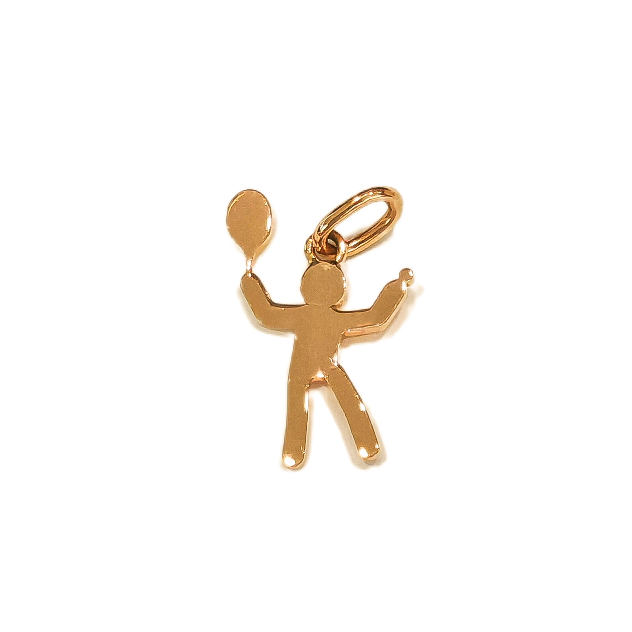 Pendentif tennisman en or 18 carats, pictogramme bonhomme qui tient une raquette et une balle de tennis 