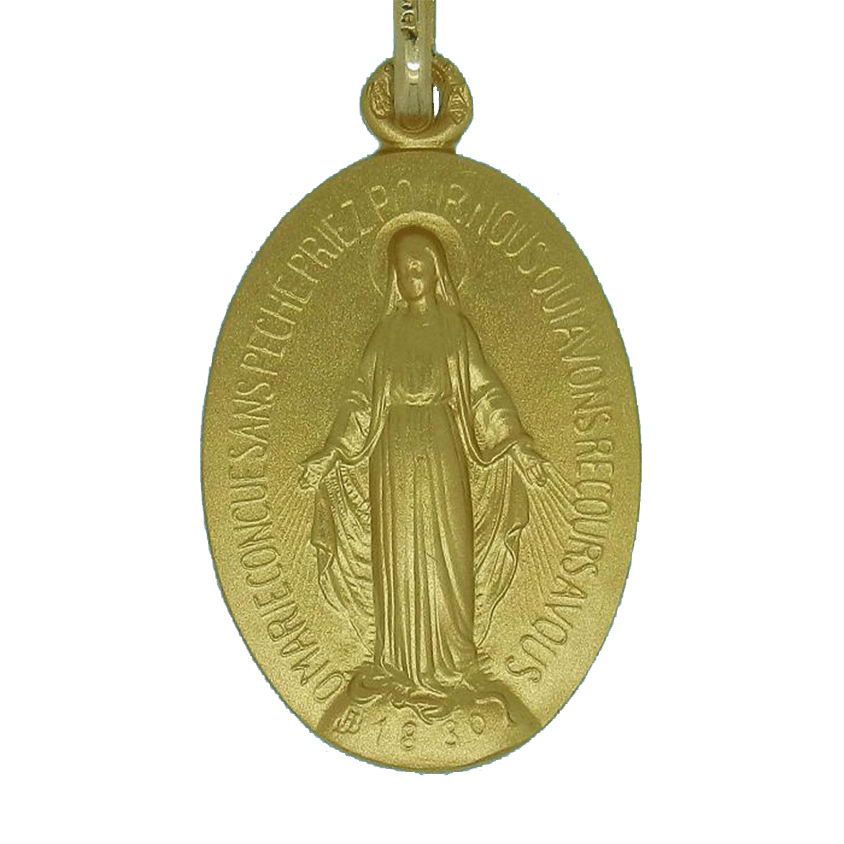 Pendentif Vierge miraculeuse de face en or jaune