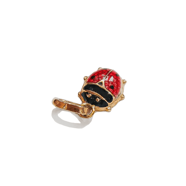 Pendentif coccinelle en or jaune avec émail noir et rouge