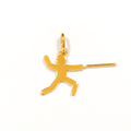 Pendentif escrimeur en or 18 carats, pictogramme escrime d'un bonhomme qui tient son sabre d'escrimeur.