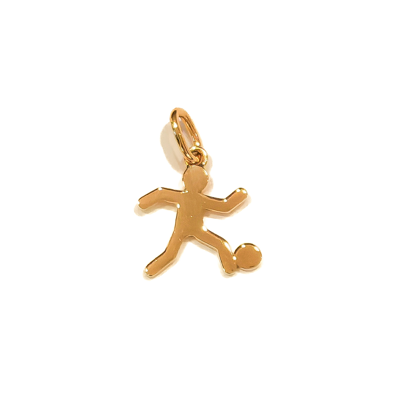 Pendentif footballeur en or 18 carats, pictogramme bonhomme avec balle de foot