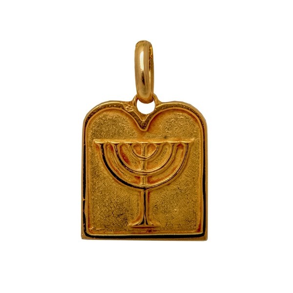 Pendentif table de la loi recto en or 18 carats sur un fond blanc