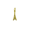 Pendentif tour Eiffel en or jaune 18 carats de face sur un fond blanc.